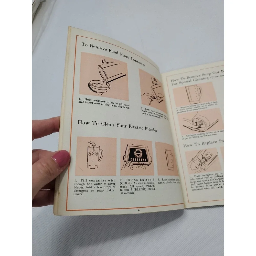 1968 Waring 8 Push Button Blender Cookbook W/ Some Instructions 60+ Page Booklet